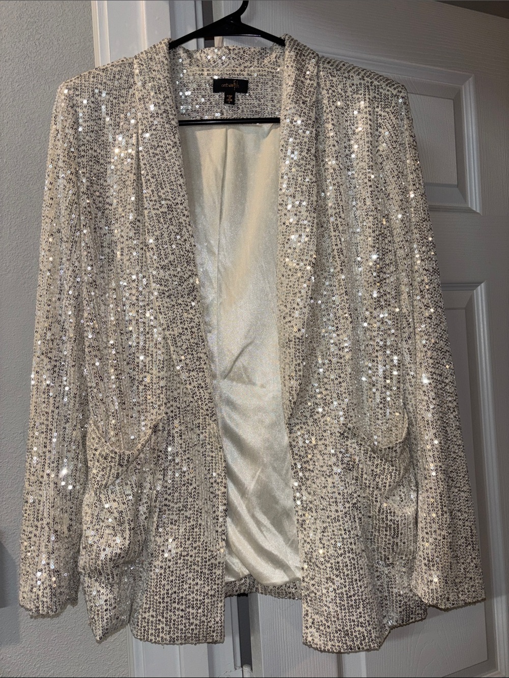 Champagne Sequin Open-Front Blazer